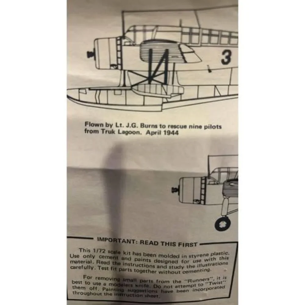 Kingfisher OS2U-3 Airplane Monogram Model Kit 1966 1/48 Vintage NO BOX AS IS